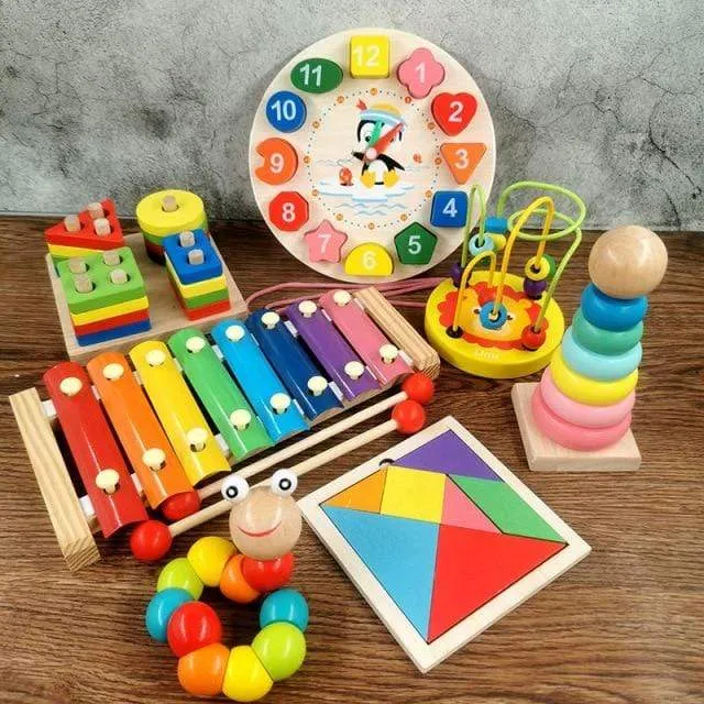 Montessori Holz 3D Pädagogisches Spielzeug Kinder Lernen Baby Farbe Holz Kinder Frühen Unterrichten Weihnachten Geschenke Puzzle Spielzeug