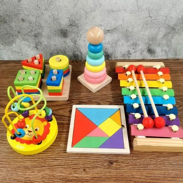 Montessori Holz 3D Pädagogisches Spielzeug Kinder Lernen Baby Farbe Holz Kinder Frühen Unterrichten Weihnachten Geschenke Puzzle Spielzeug