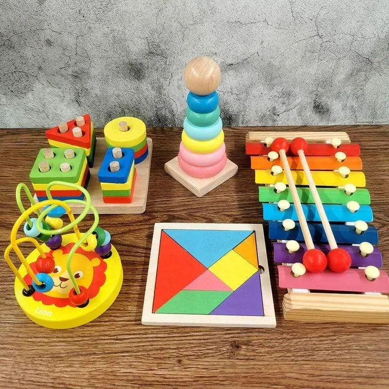 Montessori Holz 3D Pädagogisches Spielzeug Kinder Lernen Baby Farbe Holz Kinder Frühen Unterrichten Weihnachten Geschenke Puzzle Spielzeug