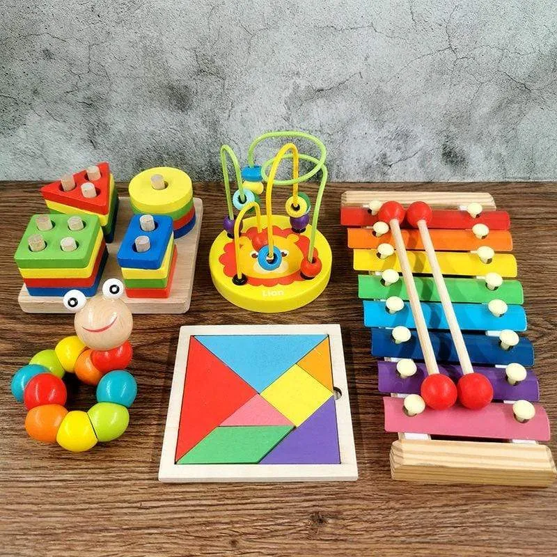 Montessori Holz 3D Pädagogisches Spielzeug Kinder Lernen Baby Farbe Holz Kinder Frühen Unterrichten Weihnachten Geschenke Puzzle Spielzeug