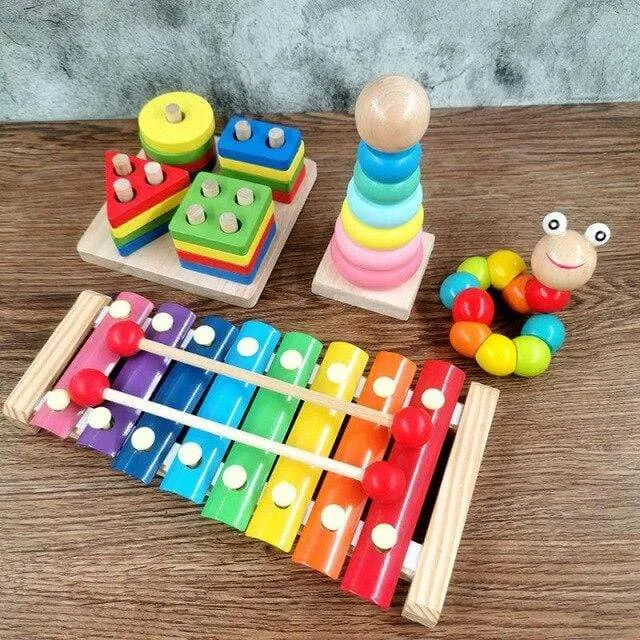 Montessori Holz 3D Pädagogisches Spielzeug Kinder Lernen Baby Farbe Holz Kinder Frühen Unterrichten Weihnachten Geschenke Puzzle Spielzeug