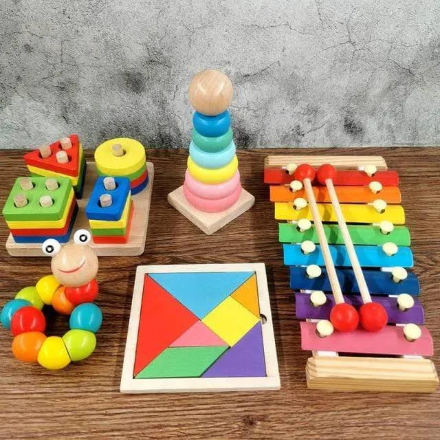 Montessori Holz 3D Pädagogisches Spielzeug Kinder Lernen Baby Farbe Holz Kinder Frühen Unterrichten Weihnachten Geschenke Puzzle Spielzeug