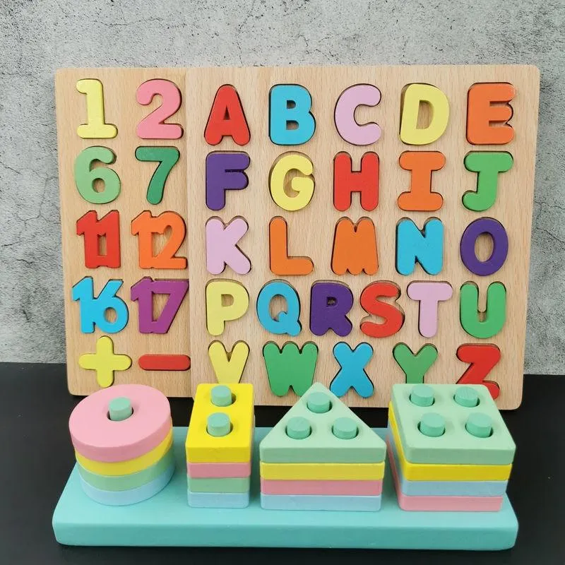 Montessori Holz 3D Pädagogisches Spielzeug Kinder Lernen Baby Farbe Holz Kinder Frühen Unterrichten Weihnachten Geschenke Puzzle Spielzeug