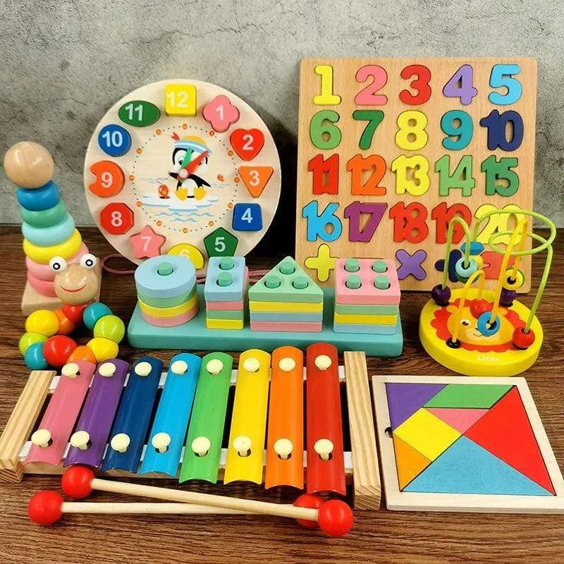 Montessori Holz 3D Pädagogisches Spielzeug Kinder Lernen Baby Farbe Holz Kinder Frühen Unterrichten Weihnachten Geschenke Puzzle Spielzeug