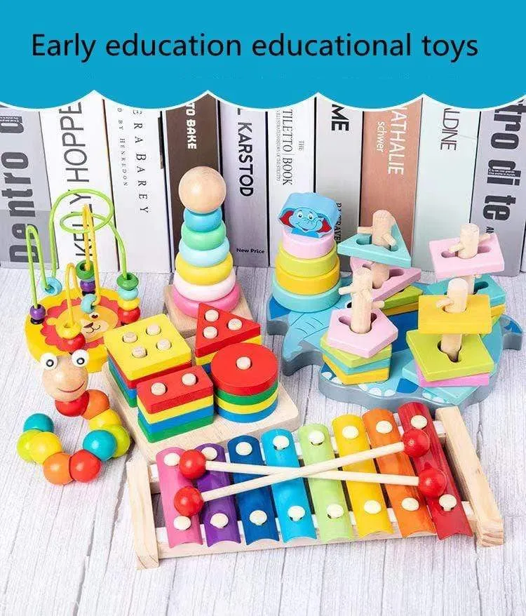 Montessori Holz 3D Pädagogisches Spielzeug Kinder Lernen Baby Farbe Holz Kinder Frühen Unterrichten Weihnachten Geschenke Puzzle Spielzeug