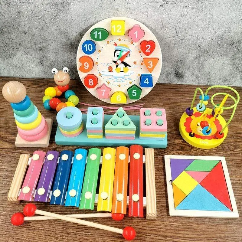 Montessori Holz 3D Pädagogisches Spielzeug Kinder Lernen Baby Farbe Holz Kinder Frühen Unterrichten Weihnachten Geschenke Puzzle Spielzeug
