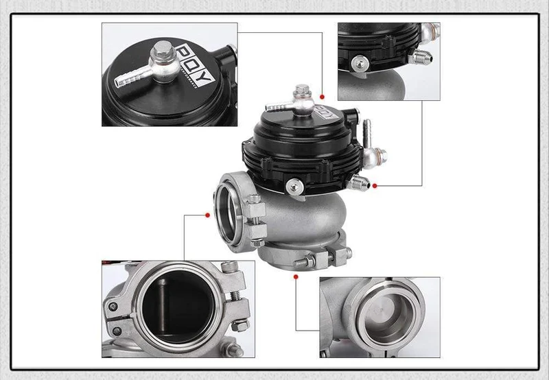 Wasserkühler 44mm Wastegate Externer Turbo Mit Flansch Hardware MV-R Wassergekühlt Mit Logo Rot Blau Schwarz PQY5834