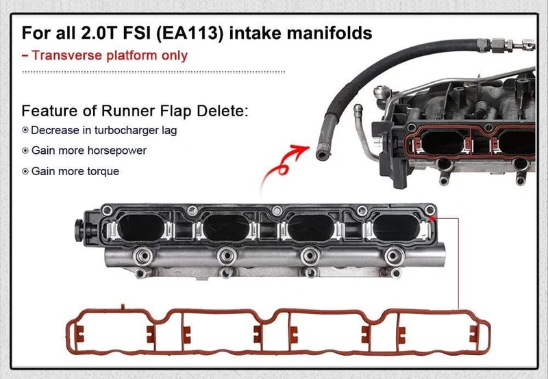 Ansaugstutzen Runner Flap Delete Drall Flap Klappen Dichtung für Audi/VW EA113 2.0 TFSI PQY-IMK07