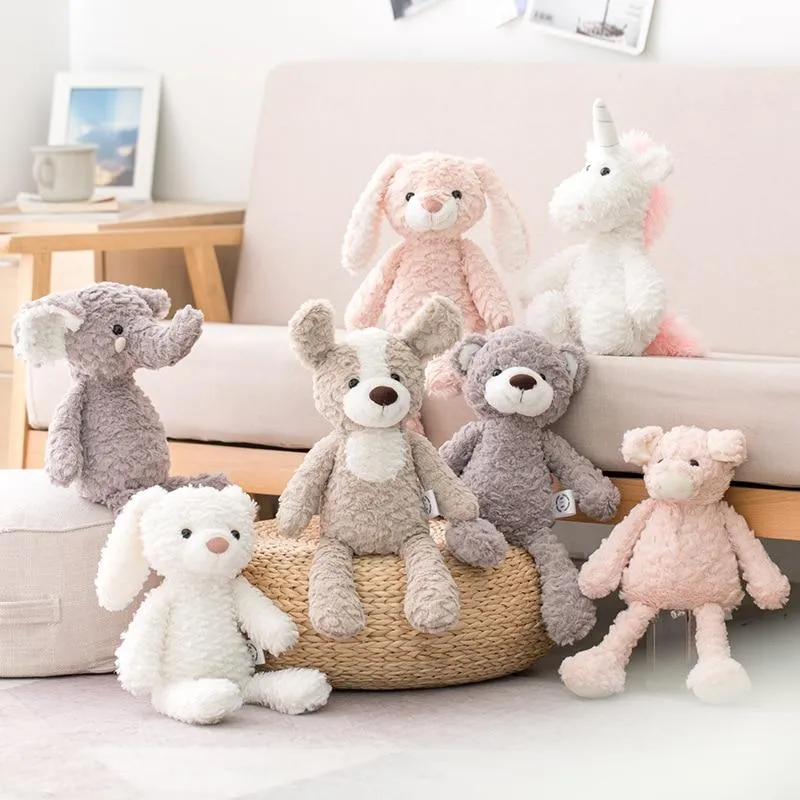 Hochwertige, weiche, lange Beine, Hase, Teddybär, Hund, Elefant, Einhorn, gefüllte Cartoon-Tiere, Baby-Appease-Spielzeug, Puppenspielzeug für Kinder