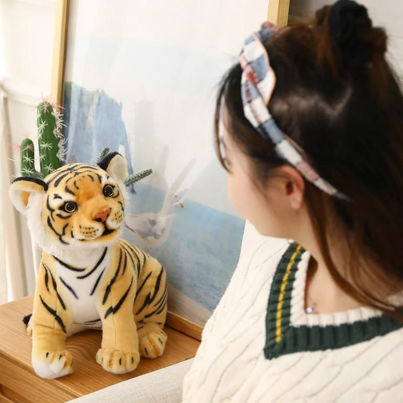 23-33 cm Simulation Baby Tiger Plüschtier Gefüllte Weiche Wilde Tier Wald Tiger Kissen Puppen Für Kinder Kinder Geburtstagsgeschenk