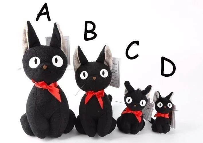 Große Größe Jiji Cat Studio Ghibli Hayao Miyazaki Kikis Black Jiji Plüschpuppenspielzeug Kawaii Black Cat Kiki Stofftierspielzeug für Kinder