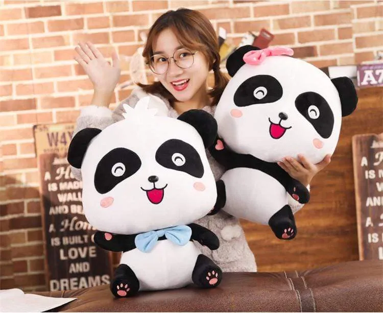 Plüschtiere Tier Baby Kawai Plushie Geburtstagsgeschenk Weiche lustige Peluch Puppen Panda Kissen für Sofa Haushalt Flik Blau Smiley