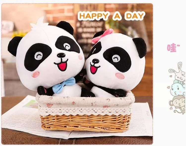 Plüschtiere Tier Baby Kawai Plushie Geburtstagsgeschenk Weiche lustige Peluch Puppen Panda Kissen für Sofa Haushalt Flik Blau Smiley