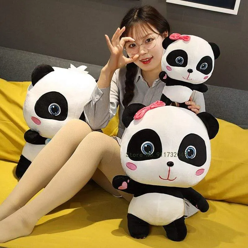Plüschtiere Tier Baby Kawai Plushie Geburtstagsgeschenk Weiche lustige Peluch Puppen Panda Kissen für Sofa Haushalt Flik Blau Smiley