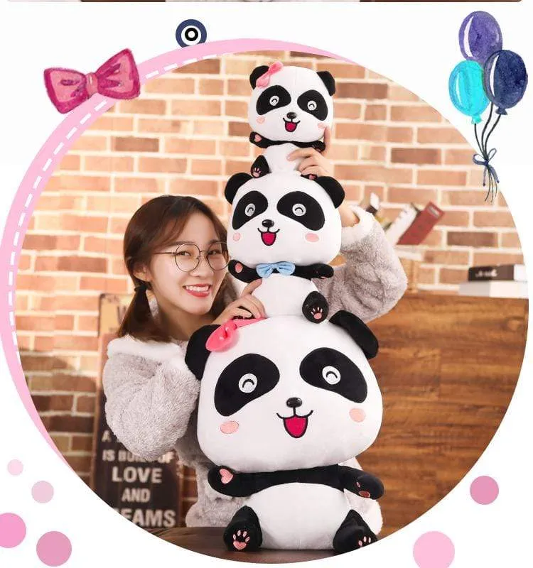 Plüschtiere Tier Baby Kawai Plushie Geburtstagsgeschenk Weiche lustige Peluch Puppen Panda Kissen für Sofa Haushalt Flik Blau Smiley