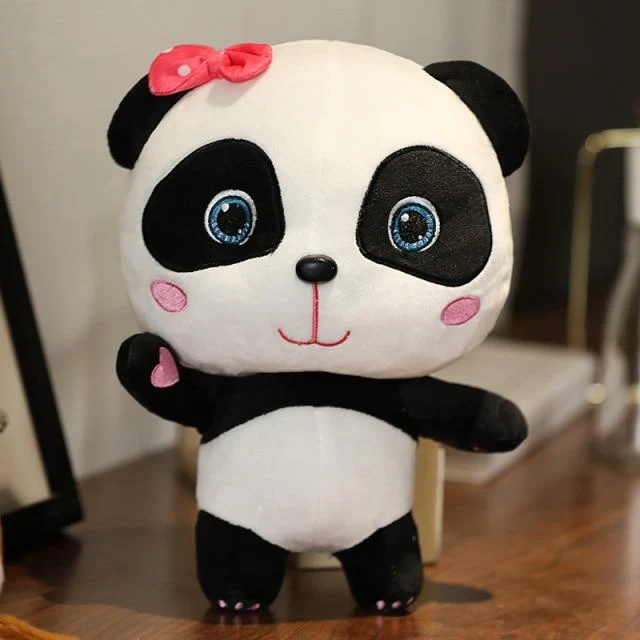 Plüschtiere Tier Baby Kawai Plushie Geburtstagsgeschenk Weiche lustige Peluch Puppen Panda Kissen für Sofa Haushalt Flik Blau Smiley