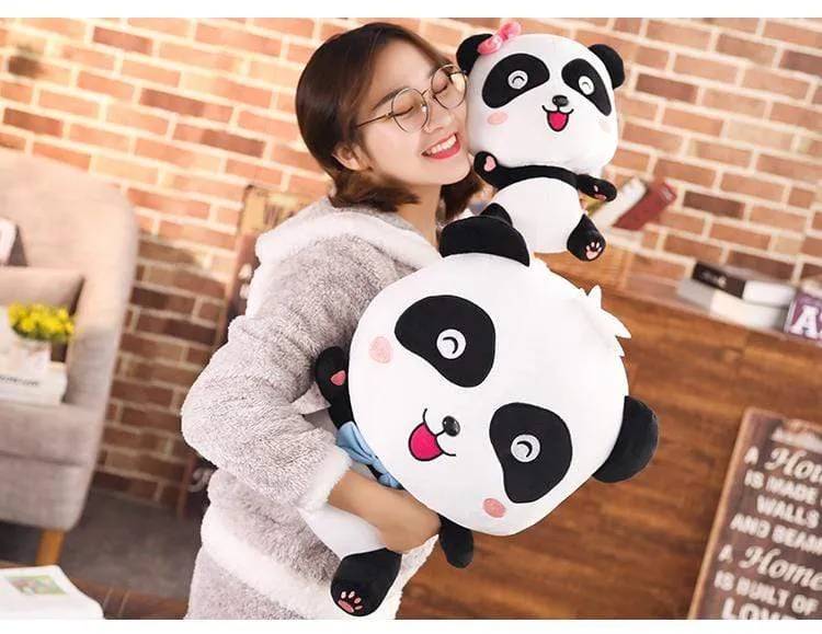 Plüschtiere Tier Baby Kawai Plushie Geburtstagsgeschenk Weiche lustige Peluch Puppen Panda Kissen für Sofa Haushalt Flik Blau Smiley