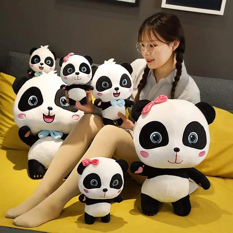 Plüschtiere Tier Baby Kawai Plushie Geburtstagsgeschenk Weiche lustige Peluch Puppen Panda Kissen für Sofa Haushalt Flik Blau Smiley