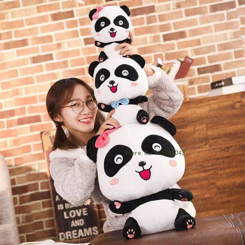 Plüschtiere Tier Baby Kawai Plushie Geburtstagsgeschenk Weiche lustige Peluch Puppen Panda Kissen für Sofa Haushalt Flik Blau Smiley