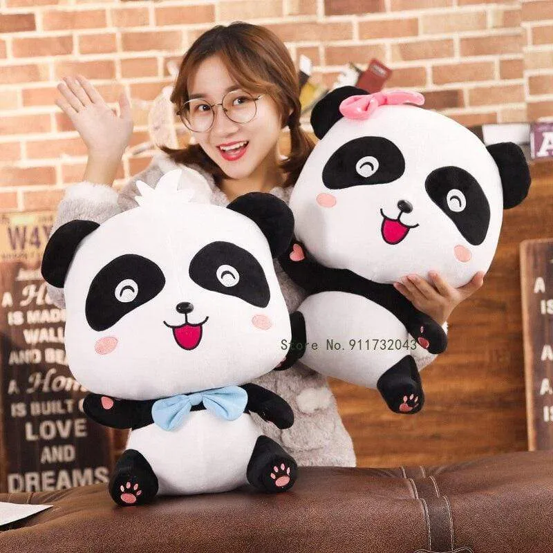 Plüschtiere Tier Baby Kawai Plushie Geburtstagsgeschenk Weiche lustige Peluch Puppen Panda Kissen für Sofa Haushalt Flik Blau Smiley