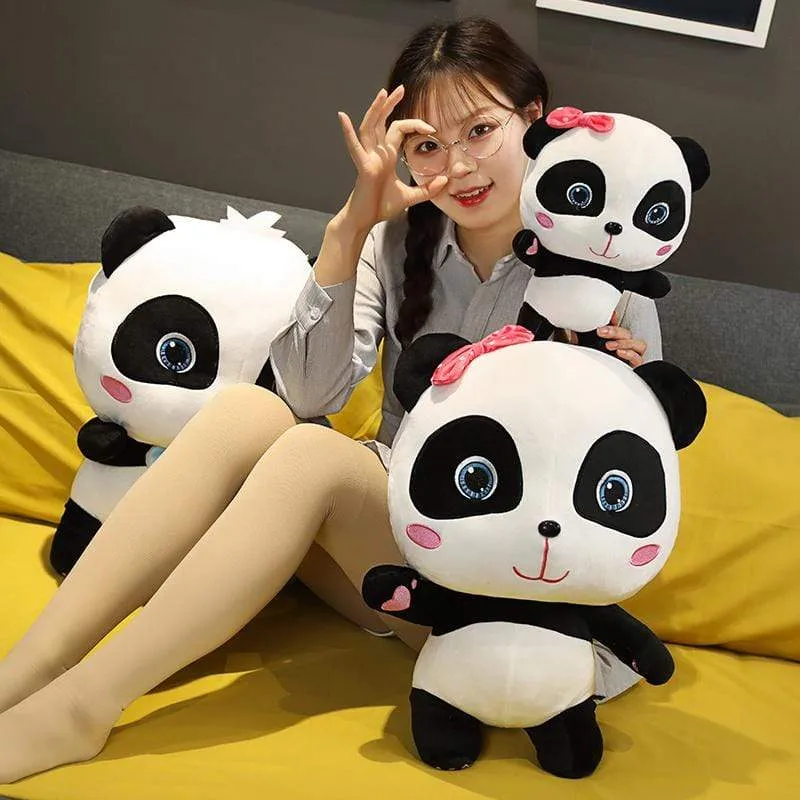 Plüschtiere Tier Baby Kawai Plushie Geburtstagsgeschenk Weiche lustige Peluch Puppen Panda Kissen für Sofa Haushalt Flik Blau Smiley