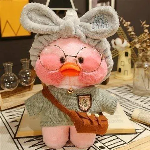 30CM Rosa LaLafanfan Kawaii Cafe Mimi Gelbe Ente Plüschtier Niedliche Stoffpuppe Weiche Tierpuppen Kinder Kawaii Plüschtiere Stoffpuppe