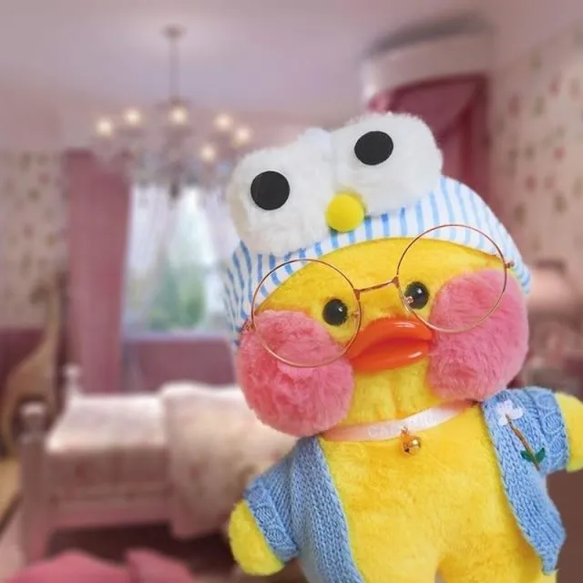 30CM Rosa LaLafanfan Kawaii Cafe Mimi Gelbe Ente Plüschtier Niedliche Stoffpuppe Weiche Tierpuppen Kinder Kawaii Plüschtiere Stoffpuppe