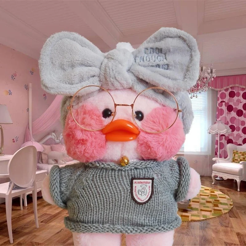 30CM Rosa LaLafanfan Kawaii Cafe Mimi Gelbe Ente Plüschtier Niedliche Stoffpuppe Weiche Tierpuppen Kinder Kawaii Plüschtiere Stoffpuppe