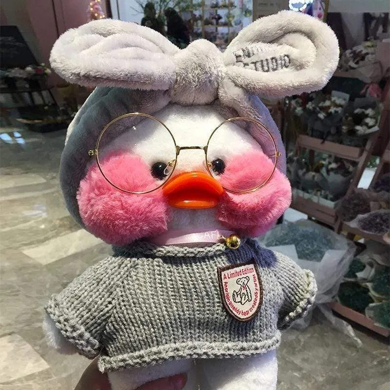 30CM Rosa LaLafanfan Kawaii Cafe Mimi Gelbe Ente Plüschtier Niedliche Stoffpuppe Weiche Tierpuppen Kinder Kawaii Plüschtiere Stoffpuppe