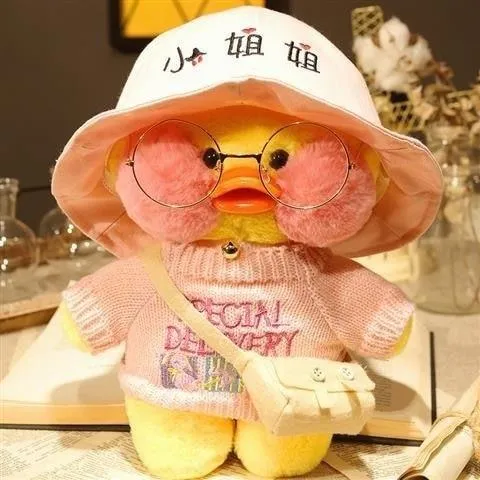 30CM Rosa LaLafanfan Kawaii Cafe Mimi Gelbe Ente Plüschtier Niedliche Stoffpuppe Weiche Tierpuppen Kinder Kawaii Plüschtiere Stoffpuppe