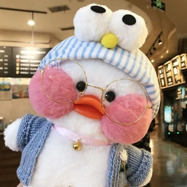 30CM Rosa LaLafanfan Kawaii Cafe Mimi Gelbe Ente Plüschtier Niedliche Stoffpuppe Weiche Tierpuppen Kinder Kawaii Plüschtiere Stoffpuppe
