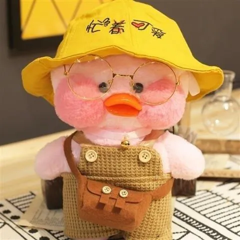 30CM Rosa LaLafanfan Kawaii Cafe Mimi Gelbe Ente Plüschtier Niedliche Stoffpuppe Weiche Tierpuppen Kinder Kawaii Plüschtiere Stoffpuppe