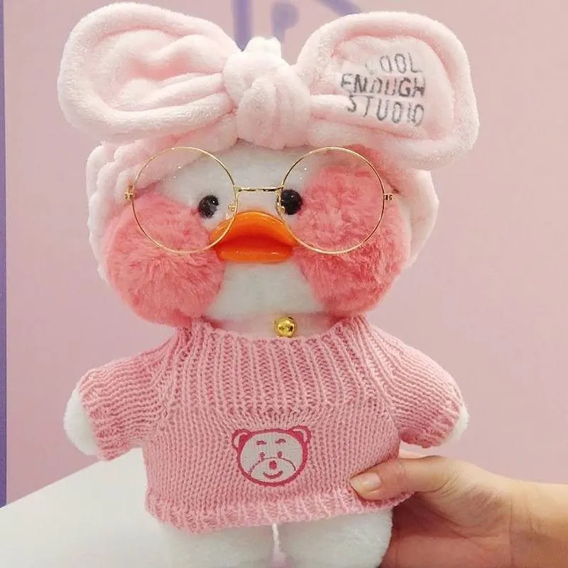 30CM Rosa LaLafanfan Kawaii Cafe Mimi Gelbe Ente Plüschtier Niedliche Stoffpuppe Weiche Tierpuppen Kinder Kawaii Plüschtiere Stoffpuppe