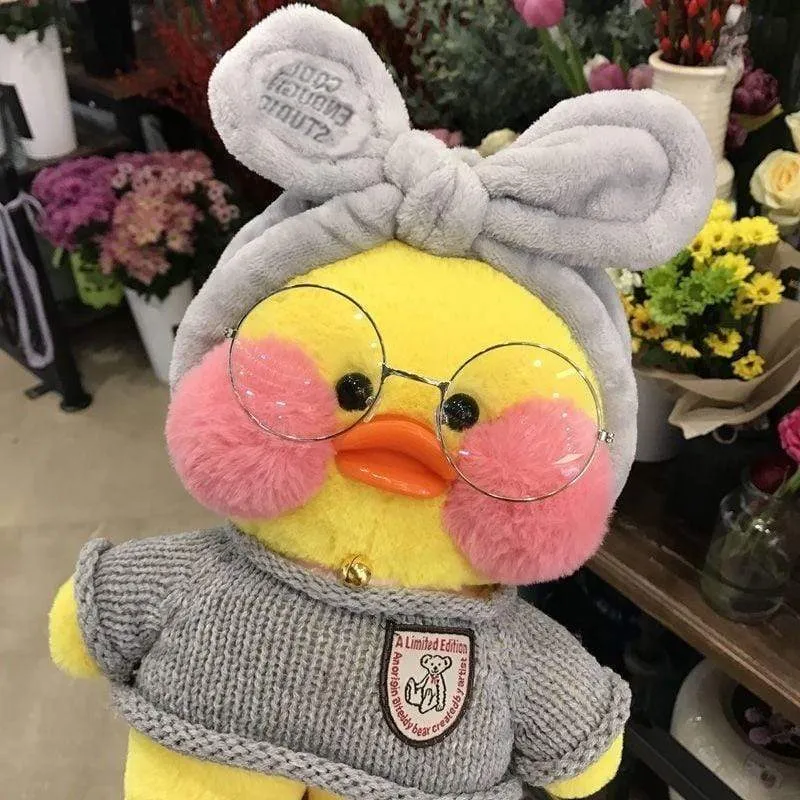 30CM Rosa LaLafanfan Kawaii Cafe Mimi Gelbe Ente Plüschtier Niedliche Stoffpuppe Weiche Tierpuppen Kinder Kawaii Plüschtiere Stoffpuppe