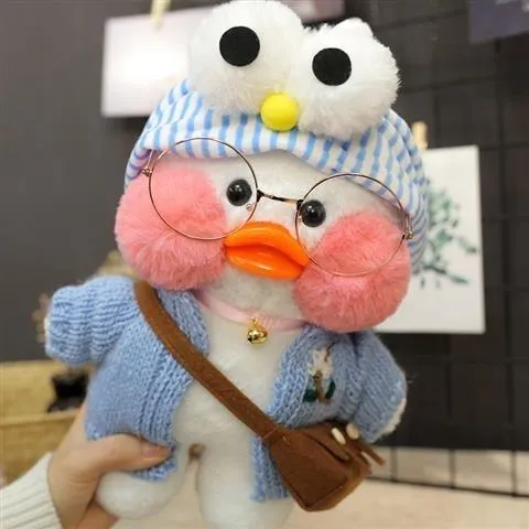 30CM Rosa LaLafanfan Kawaii Cafe Mimi Gelbe Ente Plüschtier Niedliche Stoffpuppe Weiche Tierpuppen Kinder Kawaii Plüschtiere Stoffpuppe