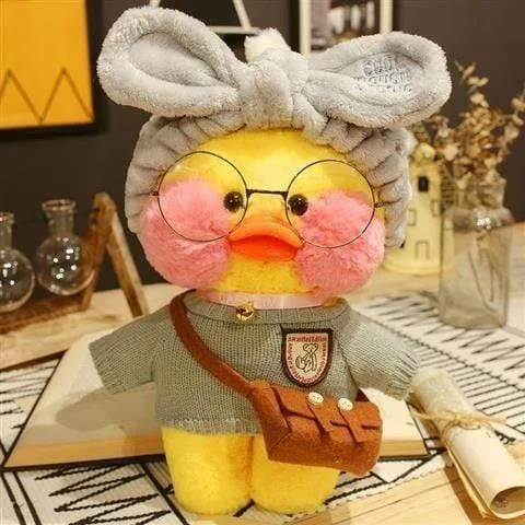 30CM Rosa LaLafanfan Kawaii Cafe Mimi Gelbe Ente Plüschtier Niedliche Stoffpuppe Weiche Tierpuppen Kinder Kawaii Plüschtiere Stoffpuppe