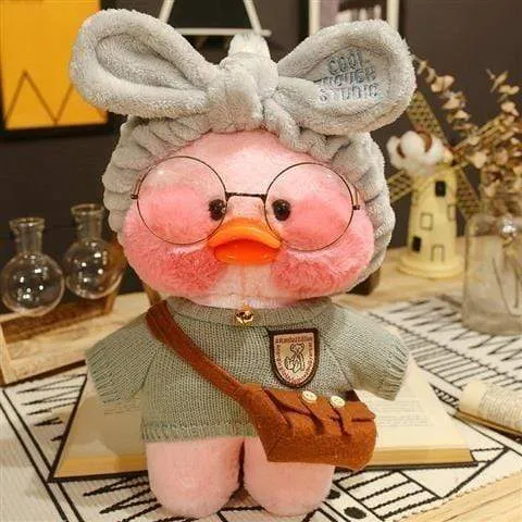 30CM Rosa LaLafanfan Kawaii Cafe Mimi Gelbe Ente Plüschtier Niedliche Stoffpuppe Weiche Tierpuppen Kinder Kawaii Plüschtiere Stoffpuppe