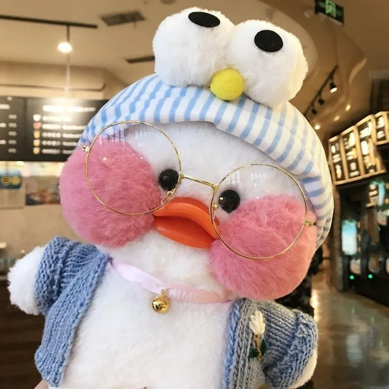 30CM Rosa LaLafanfan Kawaii Cafe Mimi Gelbe Ente Plüschtier Niedliche Stoffpuppe Weiche Tierpuppen Kinder Kawaii Plüschtiere Stoffpuppe