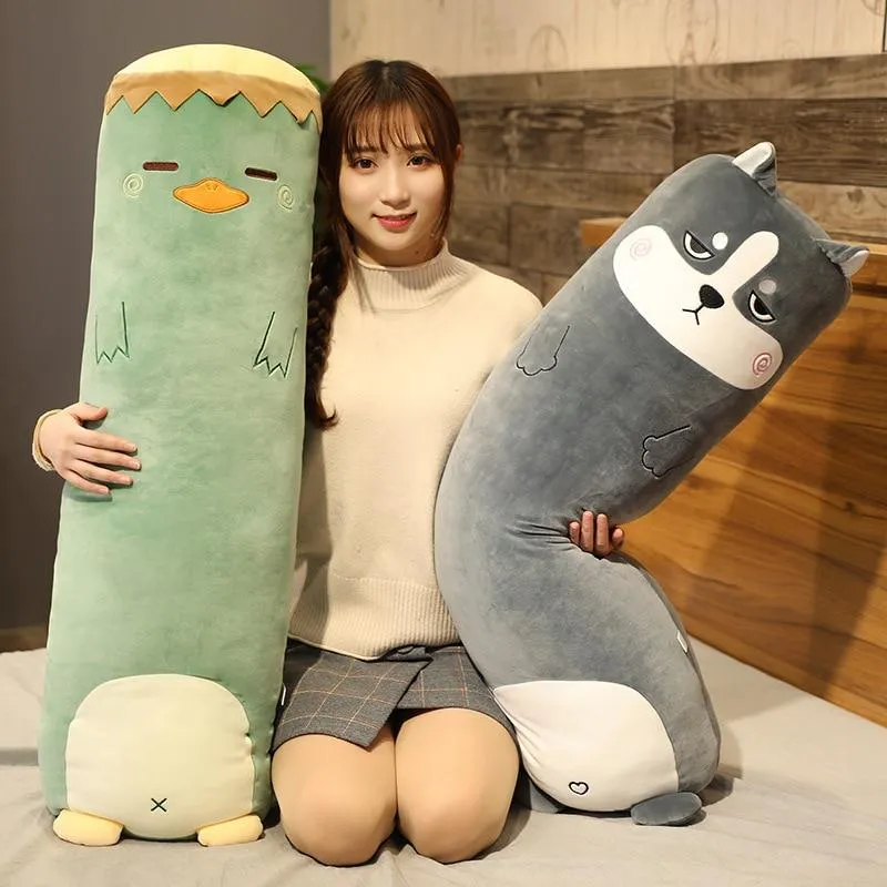 Cartoon Tier Dinosaurier Schwein Hase Teddybär Husky Ente Plüschtiere Gefüllte Weiche Lange Schlafkissen Puppe Kissen Kinder Mädchen Geschenk