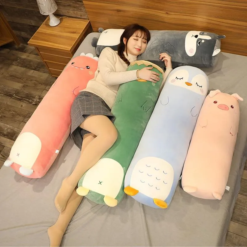 Cartoon Tier Dinosaurier Schwein Hase Teddybär Husky Ente Plüschtiere Gefüllte Weiche Lange Schlafkissen Puppe Kissen Kinder Mädchen Geschenk