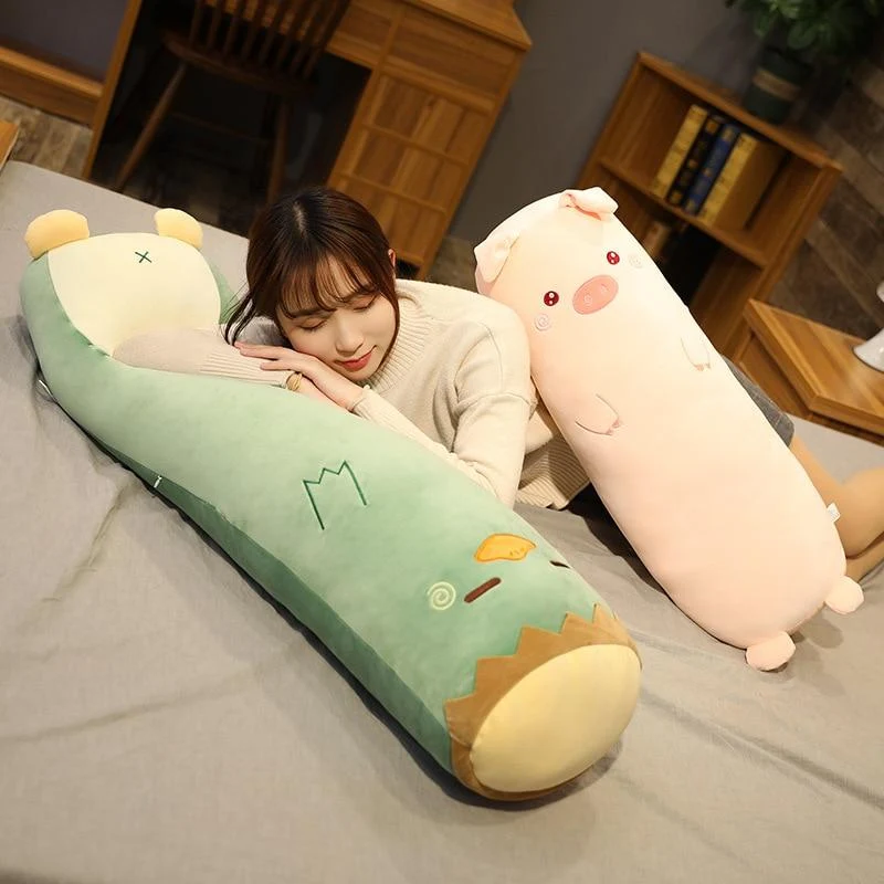 Cartoon Tier Dinosaurier Schwein Hase Teddybär Husky Ente Plüschtiere Gefüllte Weiche Lange Schlafkissen Puppe Kissen Kinder Mädchen Geschenk