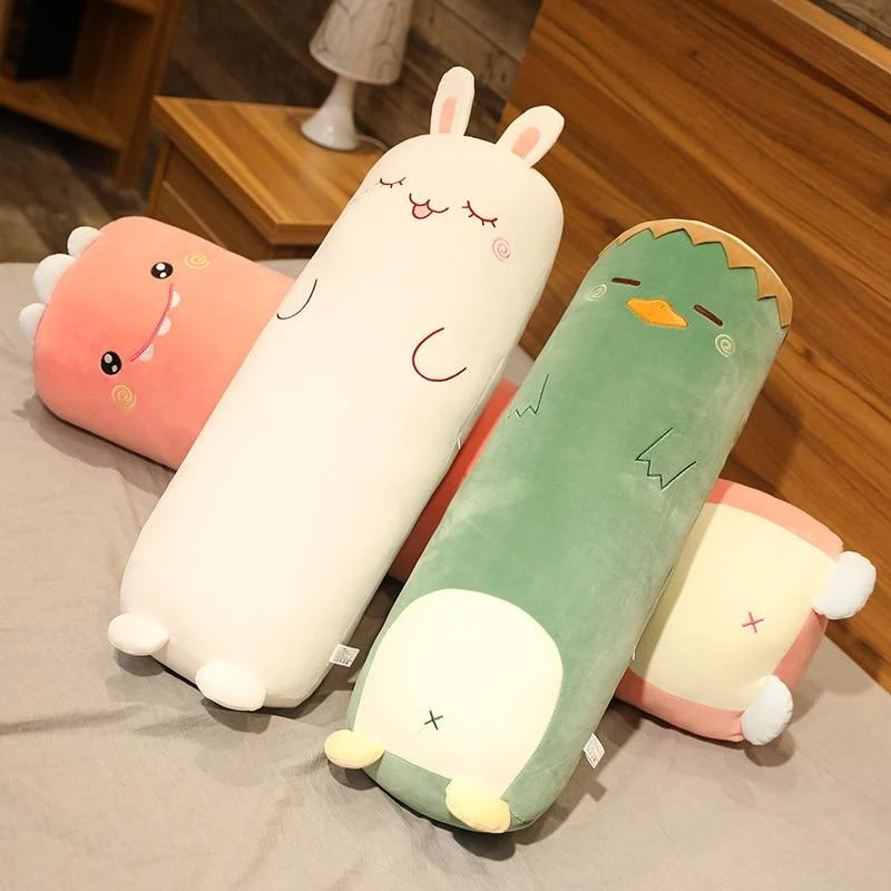 Cartoon Tier Dinosaurier Schwein Hase Teddybär Husky Ente Plüschtiere Gefüllte Weiche Lange Schlafkissen Puppe Kissen Kinder Mädchen Geschenk