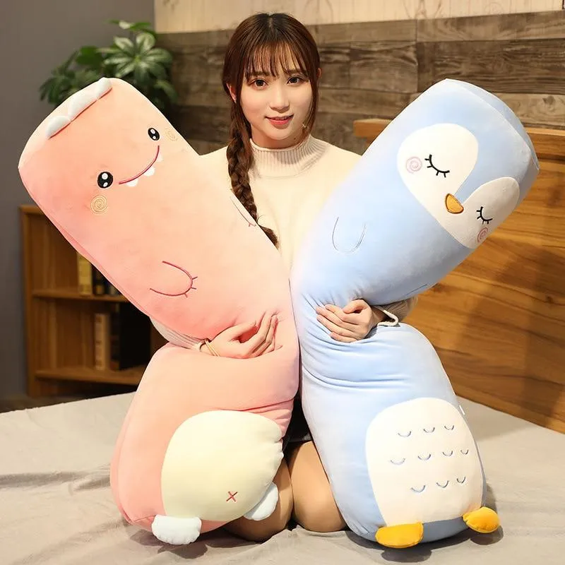 Cartoon Tier Dinosaurier Schwein Hase Teddybär Husky Ente Plüschtiere Gefüllte Weiche Lange Schlafkissen Puppe Kissen Kinder Mädchen Geschenk