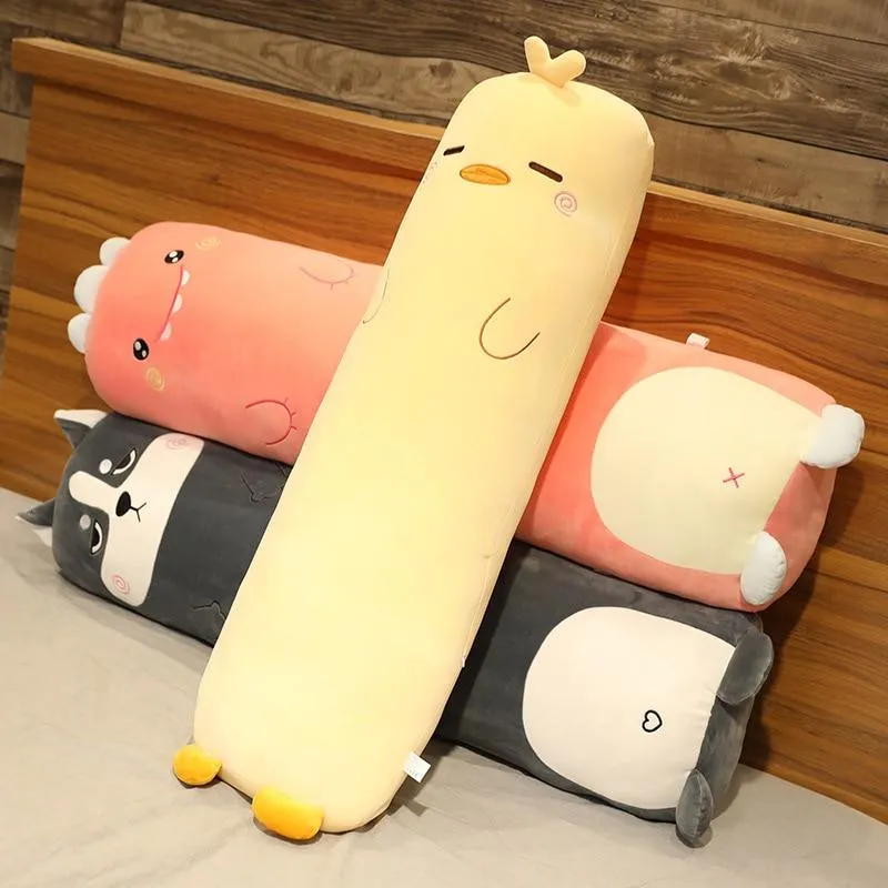 Cartoon Tier Dinosaurier Schwein Hase Teddybär Husky Ente Plüschtiere Gefüllte Weiche Lange Schlafkissen Puppe Kissen Kinder Mädchen Geschenk