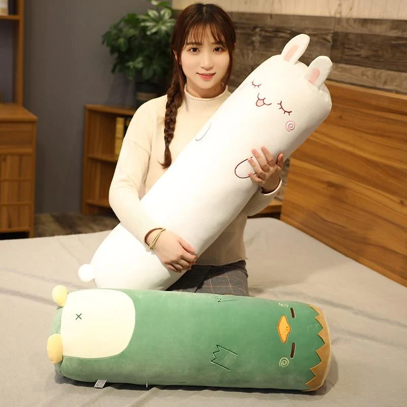 Cartoon Tier Dinosaurier Schwein Hase Teddybär Husky Ente Plüschtiere Gefüllte Weiche Lange Schlafkissen Puppe Kissen Kinder Mädchen Geschenk