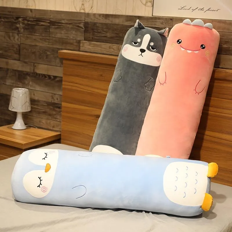 Cartoon Tier Dinosaurier Schwein Hase Teddybär Husky Ente Plüschtiere Gefüllte Weiche Lange Schlafkissen Puppe Kissen Kinder Mädchen Geschenk