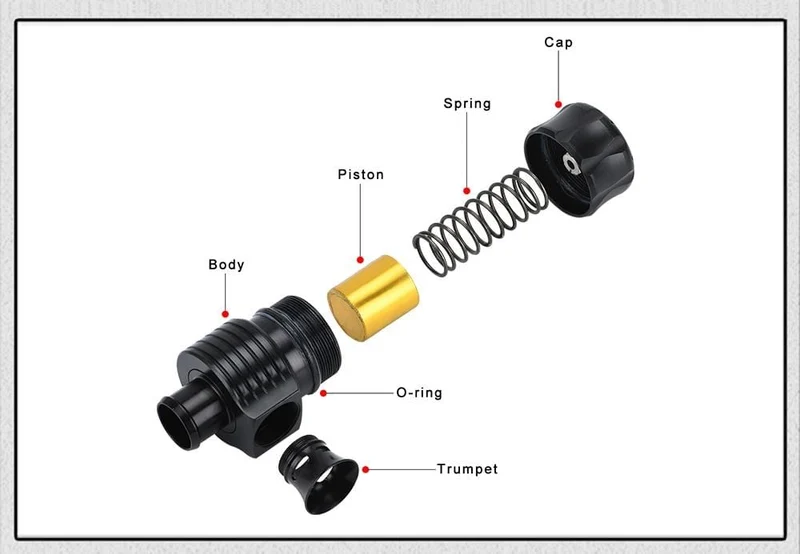 Universal 25mm Turbo Diverter Dump 1.8T Blow Off Ventil mit Hupe für AUDI A3 S3 A4 A6 A8 S4 TT 1.8 20v TURBO PQY5743BK