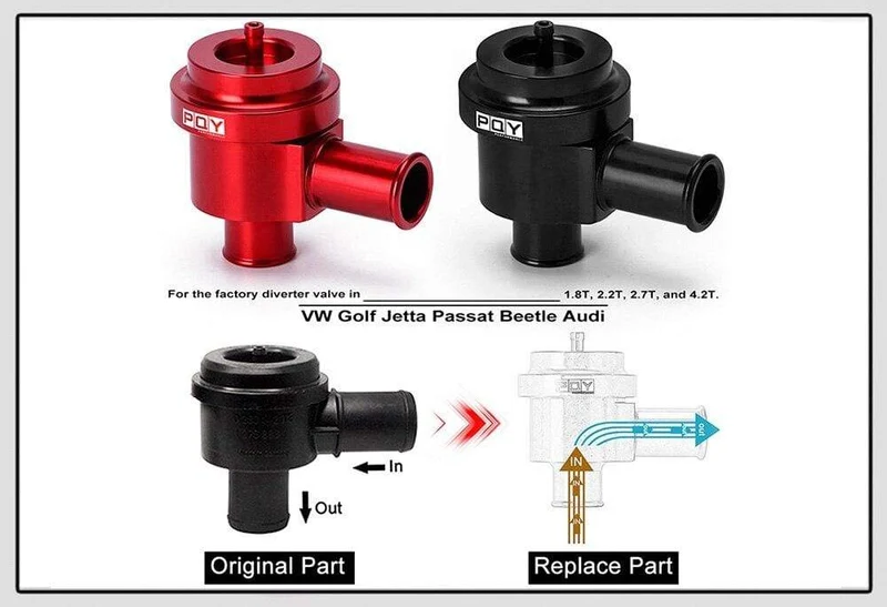 Aluminium Rezirkulieren Umlenkventil Turbo Blow Off Ventil Boost Für Volkswagen Golf Jetta 2000-2005 für Audi 1.8 T 2.7 T 1998-2006