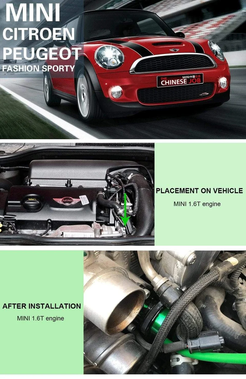 Einteiliges geschmiedetes Abblasventil für Peugeot 308 & Mini R56/57 Cooper und Citroen DS 5 1.6T Motor! Aluminiumlegierung!
