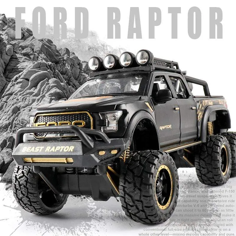 Diecast 1:24 Legierung Auto Modell Ford F150 Beast Raptor Off-Road Große Rad Metall Fahrzeug Zurückziehen Geschenke für kinder Jungen Spielzeug